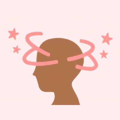 Illustration fond rose avec une tête de profile plus des cercles roses autour du crane