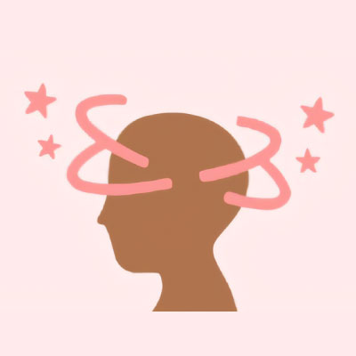 Illustration fond rose avec une tête de profile plus des cercles roses autour du crane